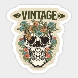 Blooming SKull Vintage Shirt Sticker